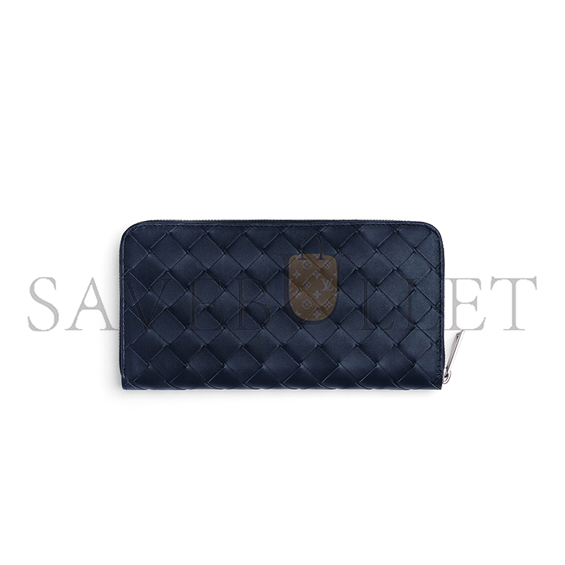 BOTTEGA VENETA INTRECCIATO ZIP-AROUND WALLET SPACE POLLEN 593217 (19*10*2cm)